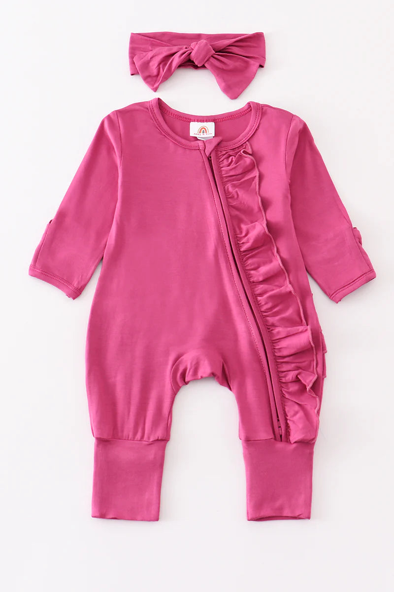 Bamboo Ruffle Double Zip Onesie