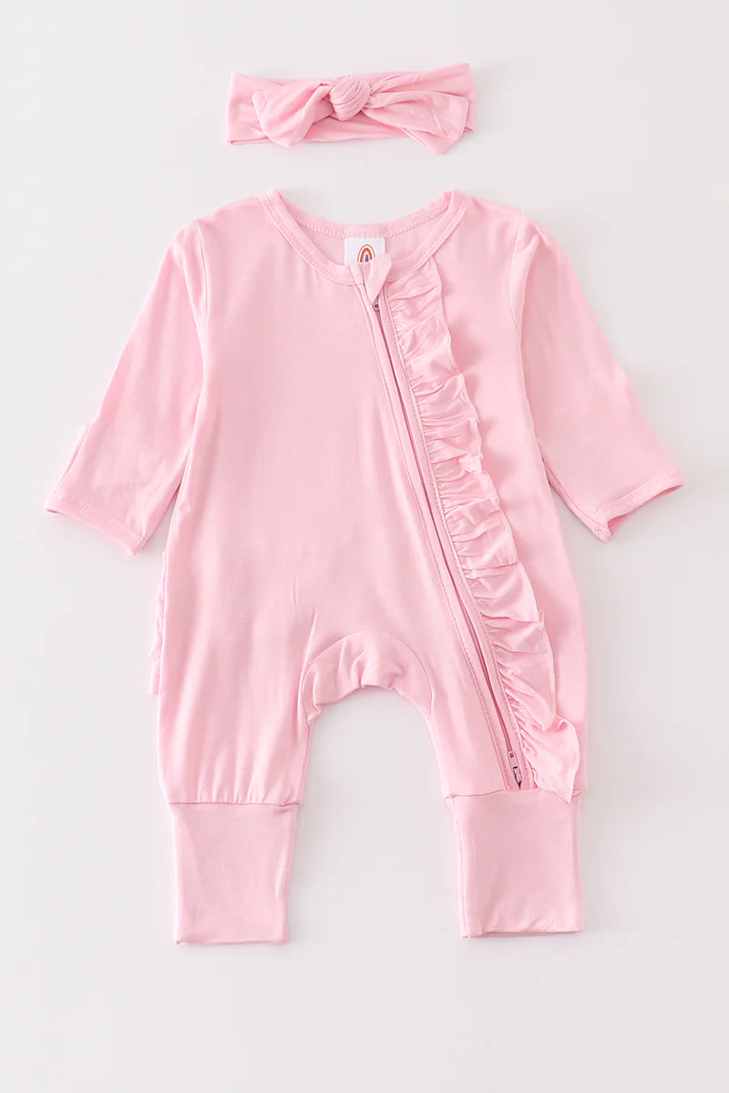 Bamboo Ruffle Double Zip Onesie