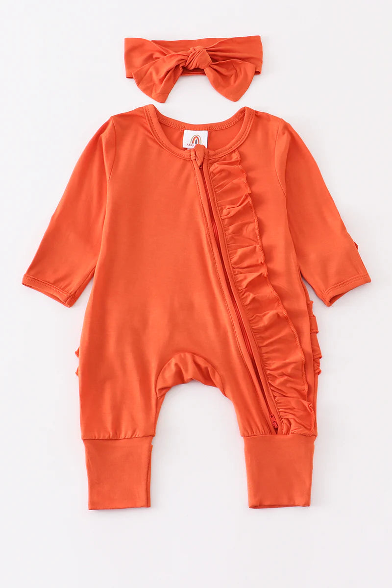 Bamboo Ruffle Double Zip Onesie