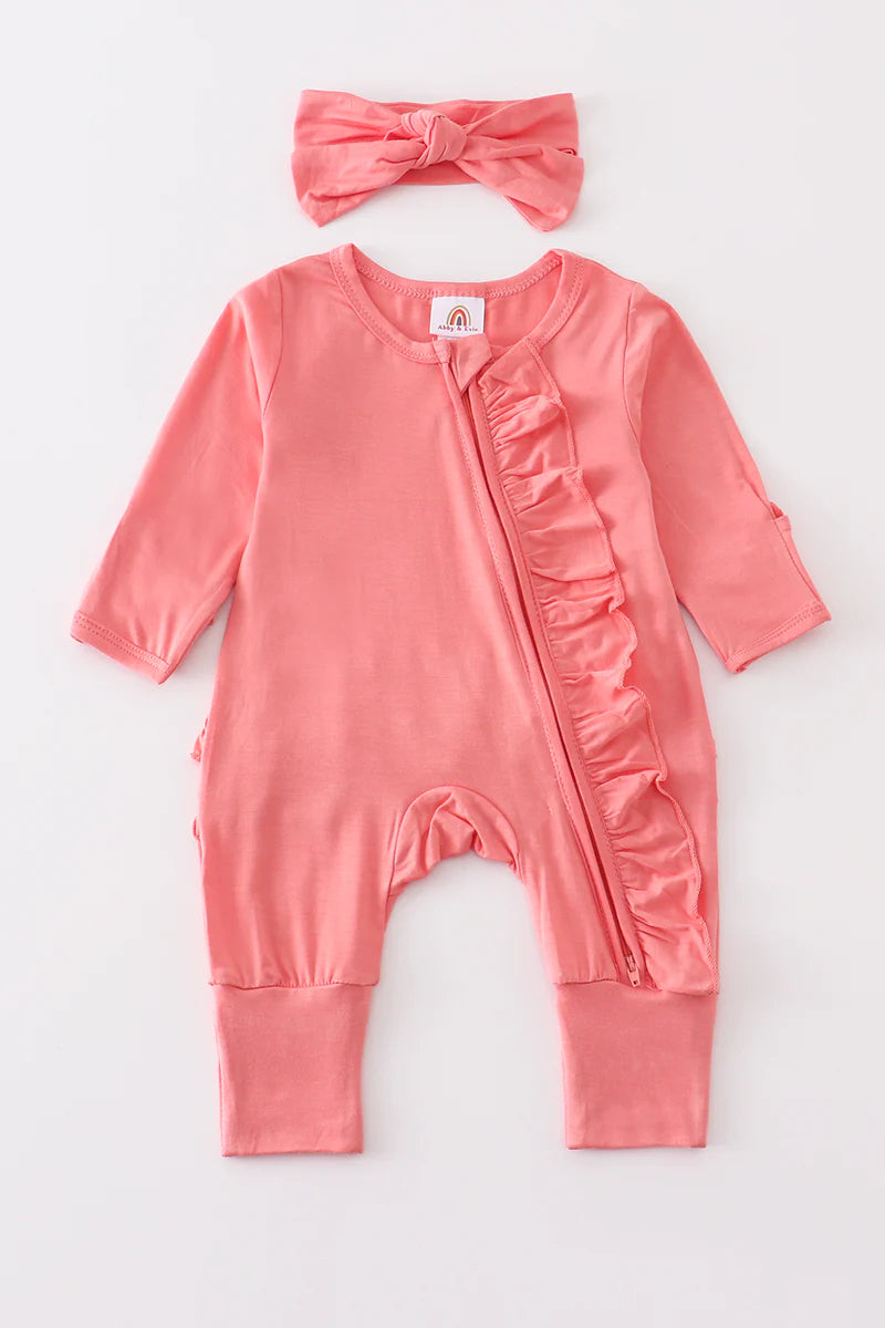 Bamboo Ruffle Double Zip Onesie