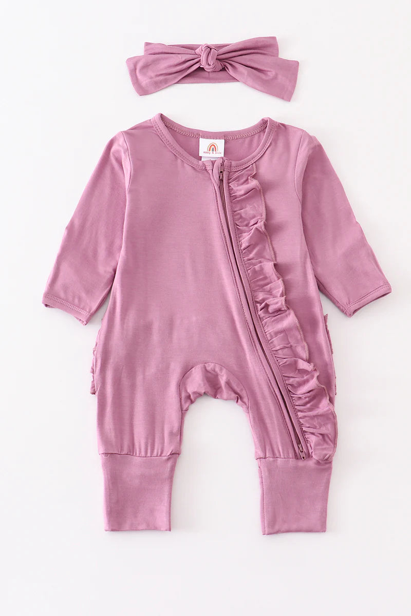 Bamboo Ruffle Double Zip Onesie