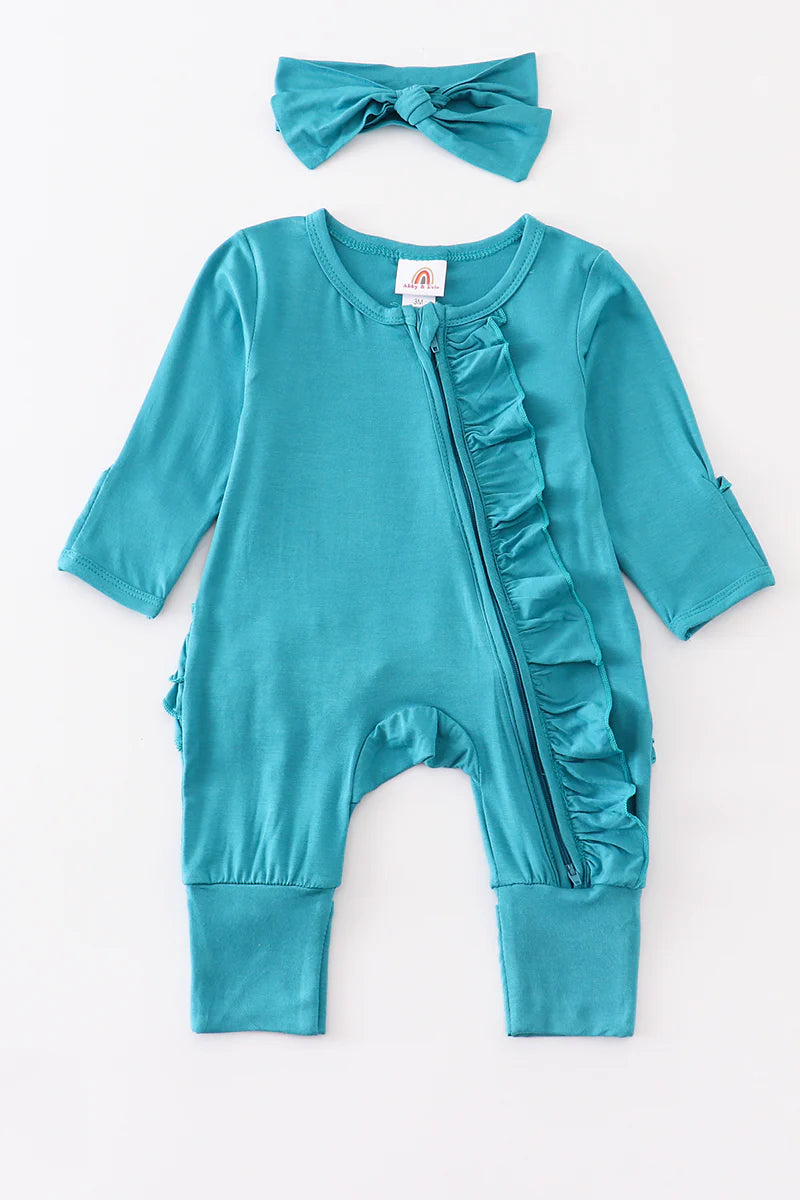 Bamboo Ruffle Double Zip Onesie